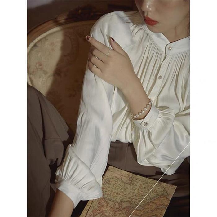 ブラウス レディース シャツ スーツインナー フォーマル オフィス シャツブラウス 長袖 レギュラー襟 森ガール 20代 30代 40代 クレリック襟 就活