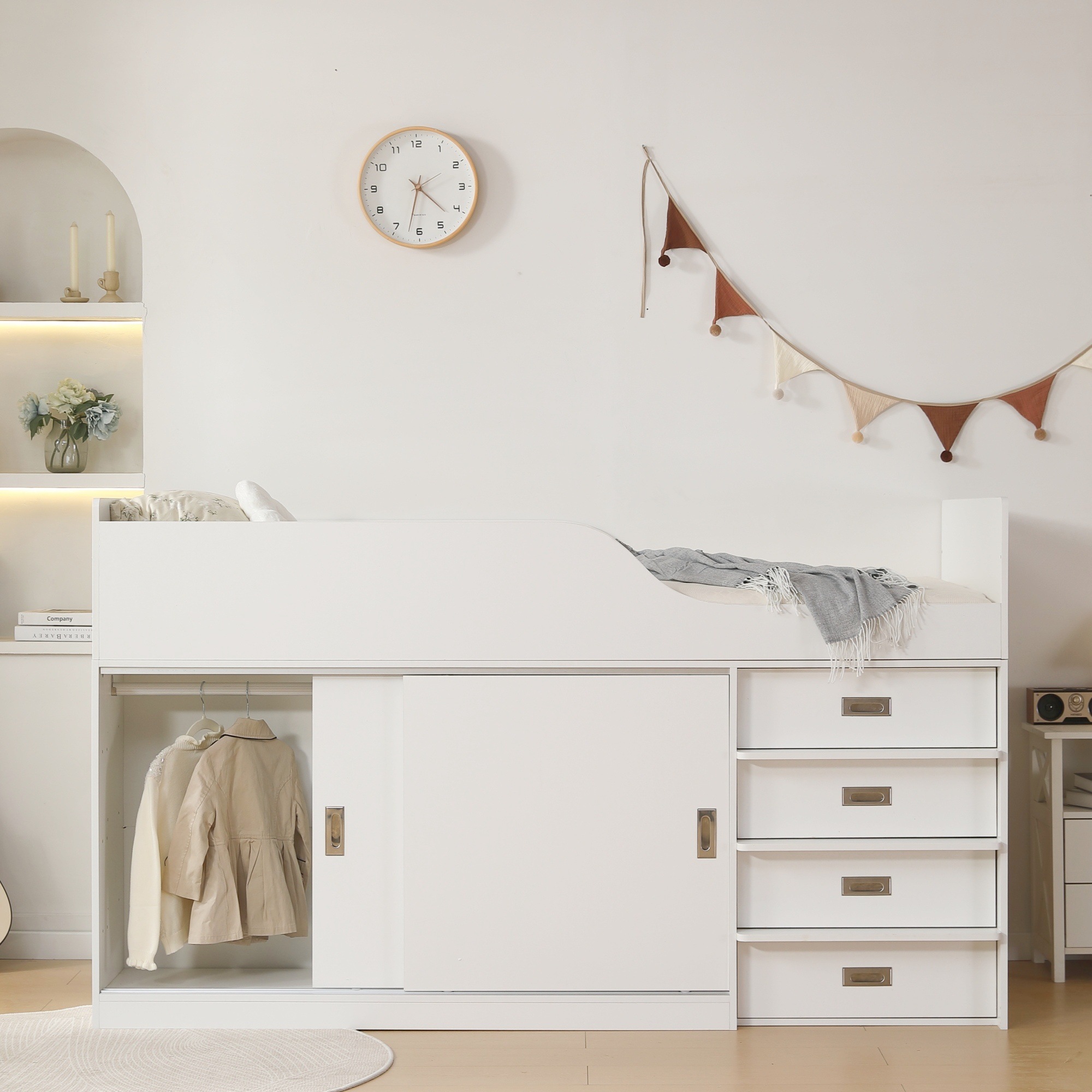 国内出荷 - 3日配達】システムベッド ロフトベッド S 木製 高さ115cm