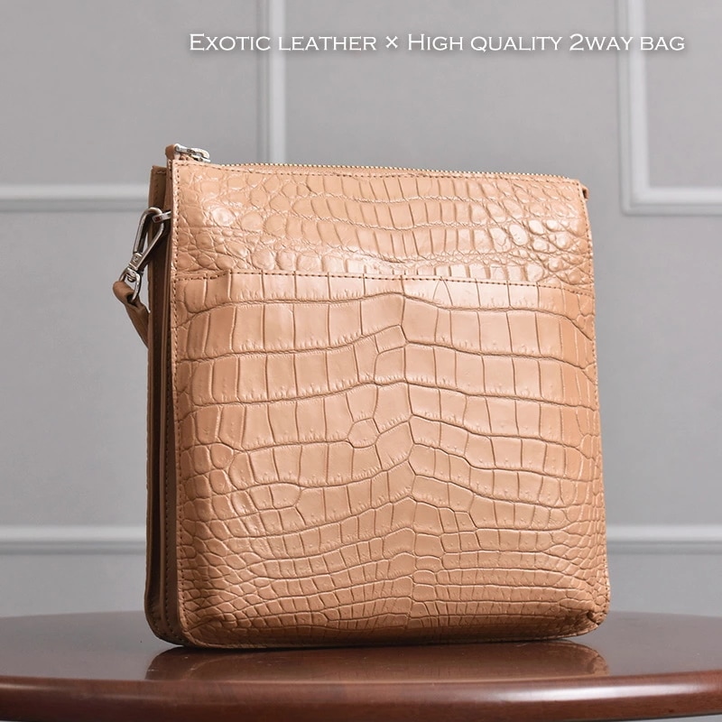 クロコダイル 本革 2way ハンドバッグ レディース 女性 ショルダーバッグ センター取り ワニ革 ミニバッグ 軽量 斜めがけ スクエア 四角 レザー