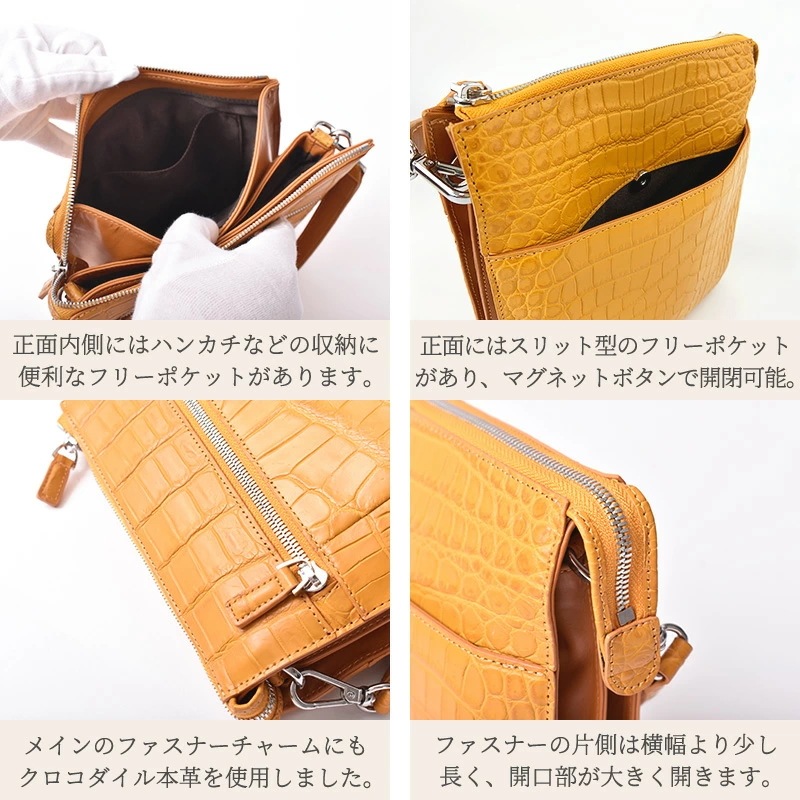 クロコダイル 本革 2way ハンドバッグ レディース 女性 ショルダーバッグ センター取り ワニ革 ミニバッグ 軽量 斜めがけ スクエア 四角 レザー