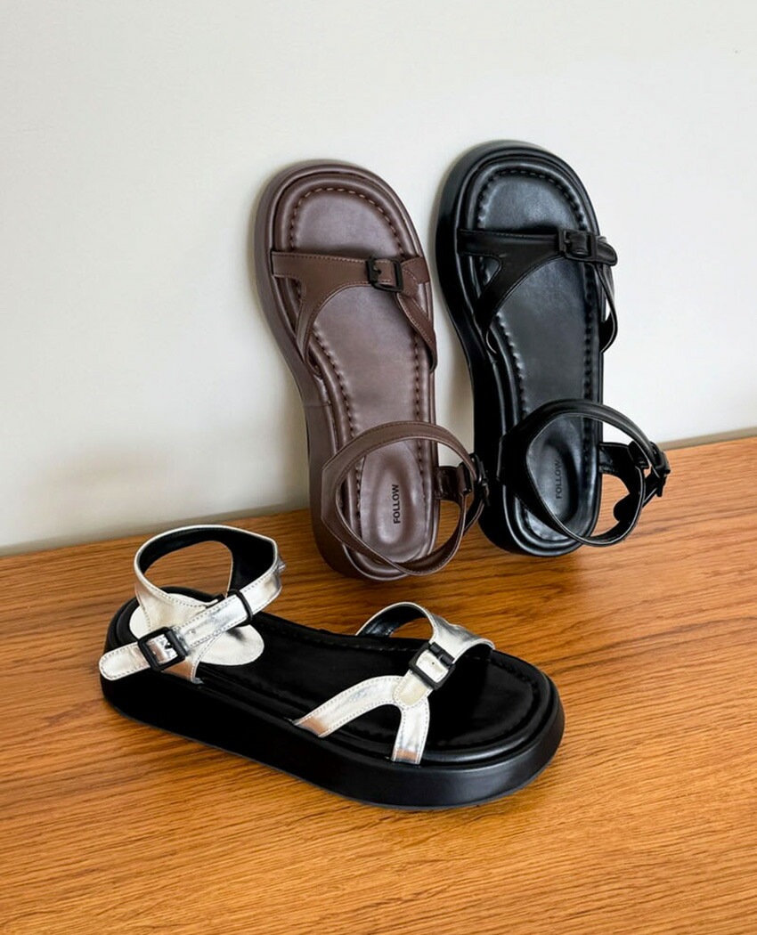 [メガ割りSALE]アンクルベルトプラットフォームサンダル