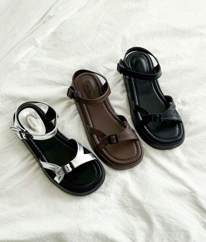 [メガ割りSALE]アンクルベルトプラットフォームサンダル