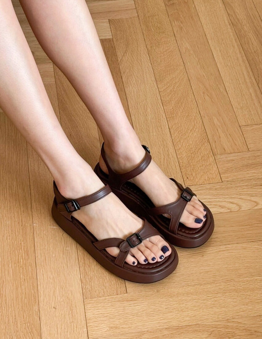 [メガ割りSALE]アンクルベルトプラットフォームサンダル