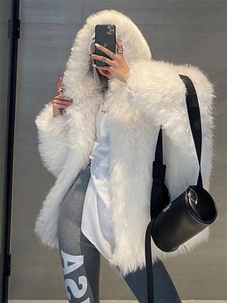 INSスタイル 怠惰な風 ファーベスト 毛皮アウター キツネ毛 毛皮コート 中丈 ゆったりする 2023秋冬 フード付き ミンク毛コート INSスタイル 怠惰な風 ファーベスト 毛皮アウター キツネ毛 毛皮コート 中丈 ゆったりする 2023秋冬 フード付き ミンク毛コート