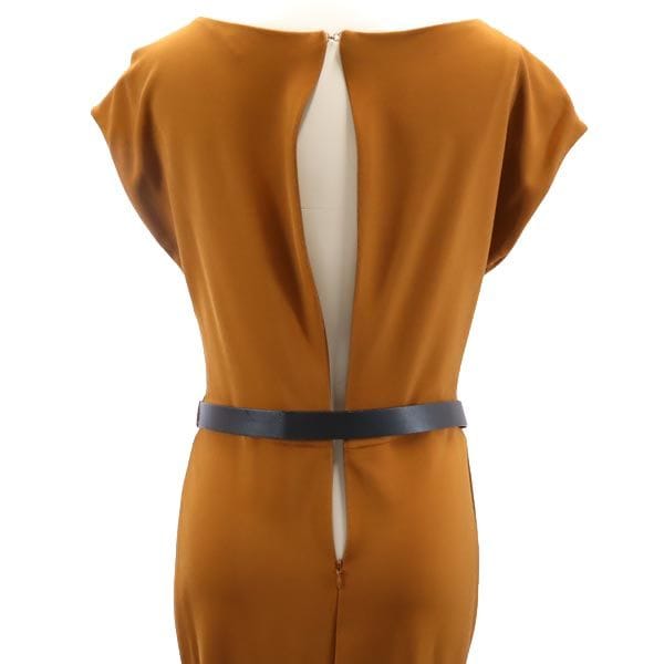 イタリア製 ノースリーブ ワンピース ブラウン系 バックジップ レディース