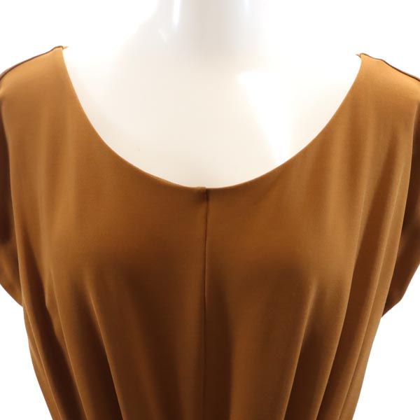 イタリア製 ノースリーブ ワンピース ブラウン系 バックジップ レディース