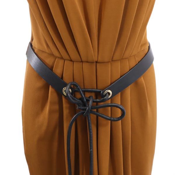 イタリア製 ノースリーブ ワンピース ブラウン系 バックジップ レディース