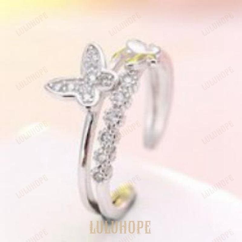 指輪 リング レディース 蝶々 2連式 バタフライ キュービックジルコニア シルバー フリーサイズ CZダイヤモンド アレルギー 指輪 リング レディース 蝶々 2連式 バタフライ キュービックジルコニア シルバー フリーサイズ CZダイヤモンド アレルギー