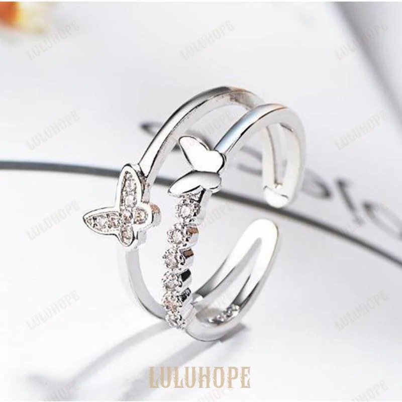 指輪 リング レディース 蝶々 2連式 バタフライ キュービックジルコニア シルバー フリーサイズ CZダイヤモンド アレルギー 指輪 リング レディース 蝶々 2連式 バタフライ キュービックジルコニア シルバー フリーサイズ CZダイヤモンド アレルギー