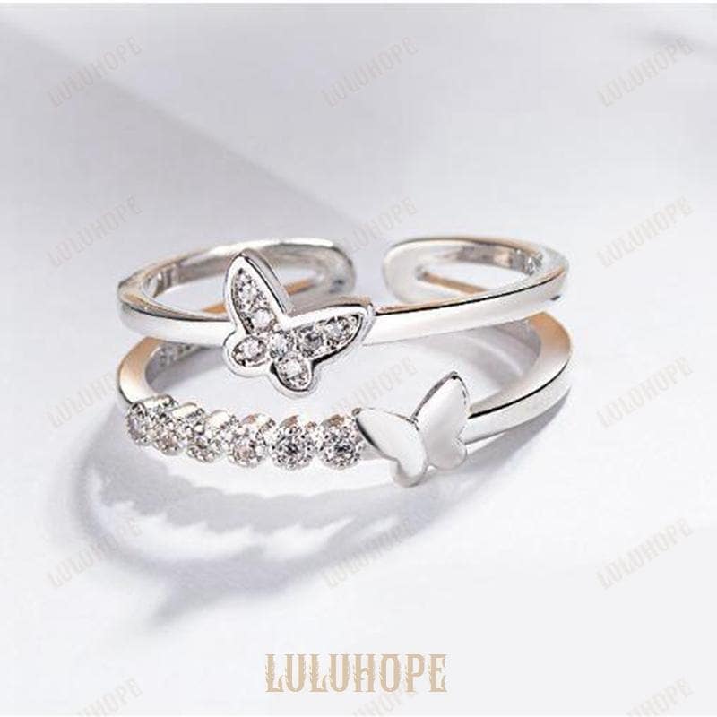 指輪 リング レディース 蝶々 2連式 バタフライ キュービックジルコニア シルバー フリーサイズ CZダイヤモンド アレルギー 指輪 リング レディース 蝶々 2連式 バタフライ キュービックジルコニア シルバー フリーサイズ CZダイヤモンド アレルギー