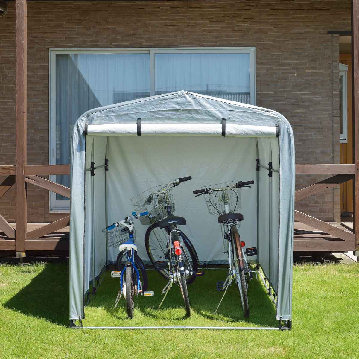 自転車置き場 サイクルハウス 3台用 簡易万能ガレージ 大 ポリエチレン 簡易ガレージ 自転車 ファスナー開閉式 自転車置き 3台 簡易物置 自転車ガレージ 屋外収納 駐輪 法人限定