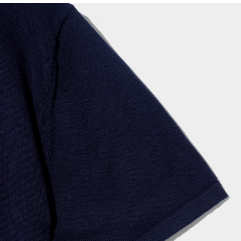 SATUR ベーシックコットンカラーハーフカーディガンクラシックネイビー SATUR ベーシックコットンカラーハーフカーディガンクラシックネイビー
