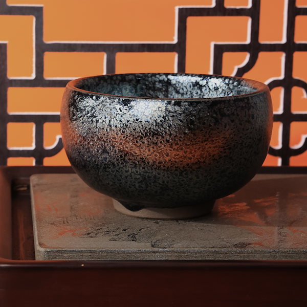 天目茶碗　蓬莱窯　お庭焼　抹茶茶碗　お稽古　お点前　木箱入　記念品　シック 天目茶碗 蓬莱窯 お庭焼 抹茶茶碗 お稽古 お点前 木箱入 記念品