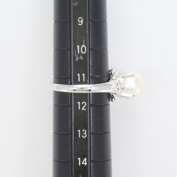 PT900 プラチナ リング 11.5号 パール 約8mm ダイヤ 0.13 ジュエリー 中古