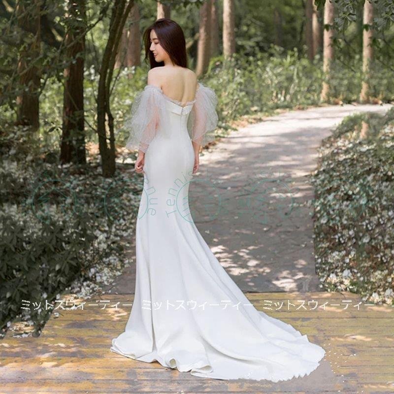 ウェディングドレス マーメイドラインドレス パフスリーブ ウエディングドレス 二次会 花嫁 パーティ ウェディングドレス マーメイドラインドレス パフスリーブ ウエディングドレス 二次会 花嫁 パーティ