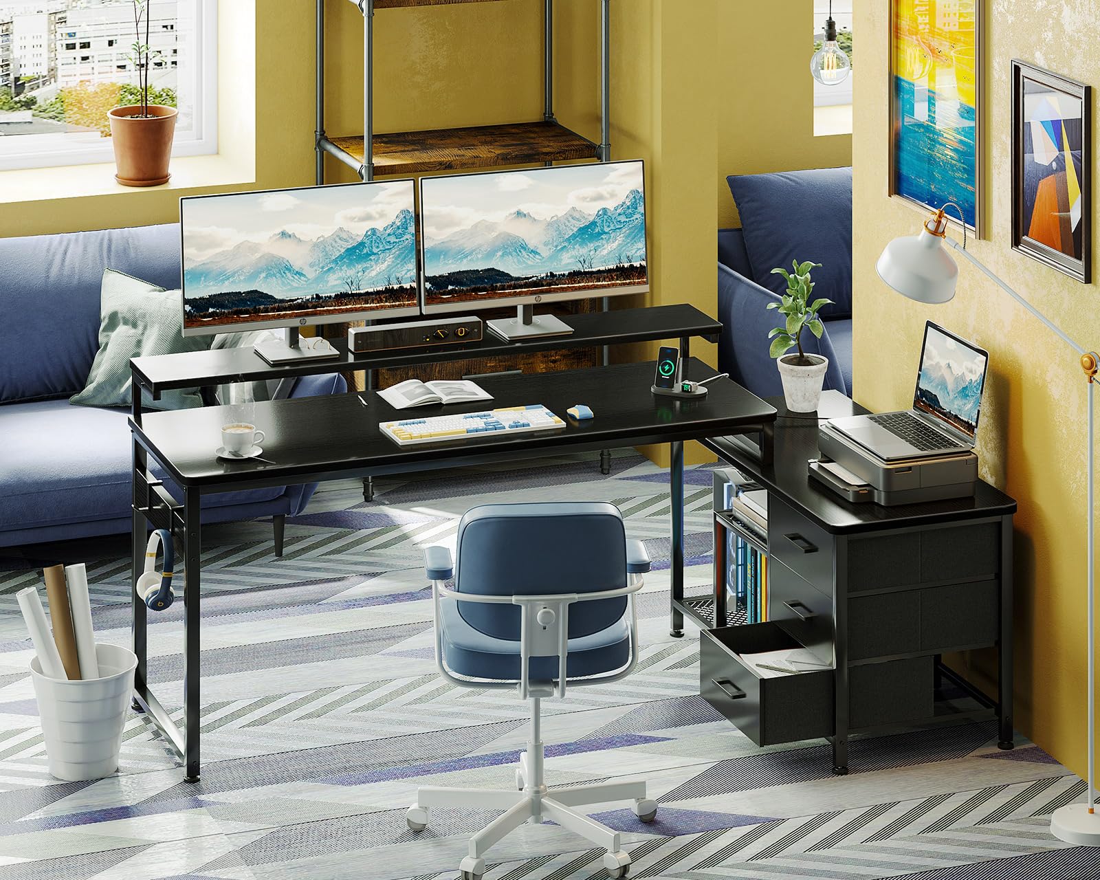 パソコンデスク 引き出し付き ゲーミングデスク コンセント付き l字デスク デスク 机 幅173*100 pcデスク 棚付き desk 収納 オフィスデスク 仕事用 在宅勤務 組立 44219 パソコンデスク 引き出し付き ゲーミングデスク コンセント付き l字デスク デスク 机 幅173*100 pcデスク 棚付き desk 収納 オフィスデスク 仕事用 在宅勤務 組立 44219