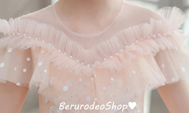 全4色 子供ドレス ピアノ発表会ドレス ロング ブラック グレー ピンク ホワイト 可愛い 女児ドレス レース チュール パール 女の子ドレス フォーマル 演奏会ドレス キッズドレス 100~160c