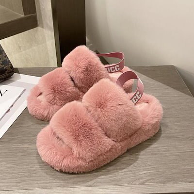 Qoo10] ふわふわ2WAYサンダル冬着暖かくかわい