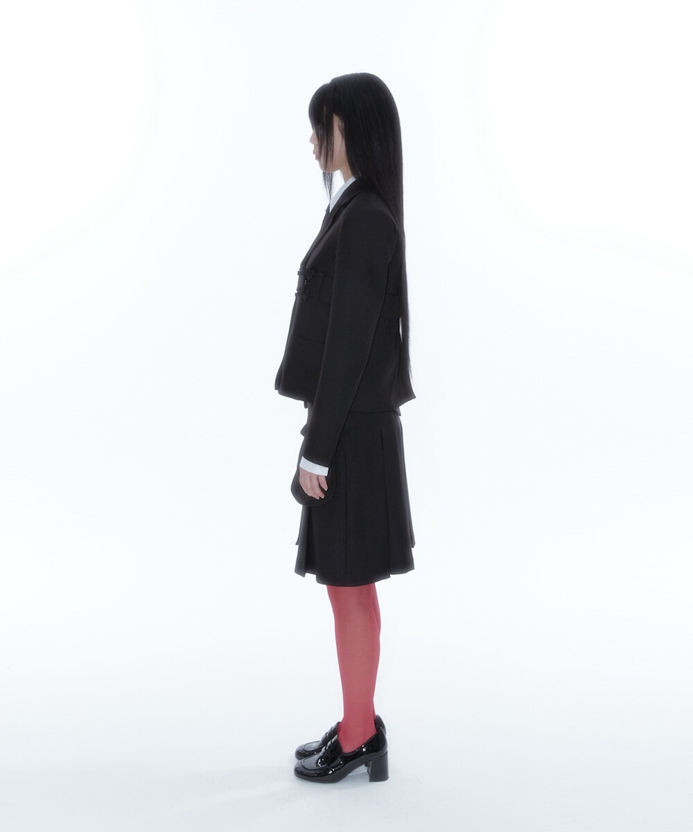 KASHIKO【KASHIKO】 RIBBON PREPPY PLEATED SKIRT : 2COLORS