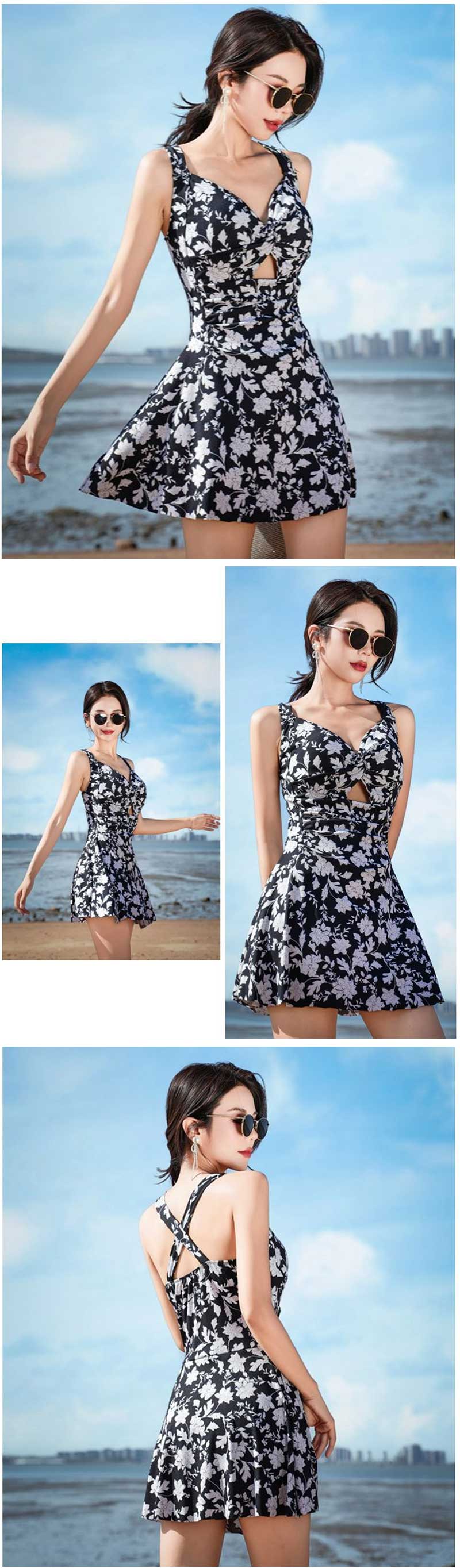 水着 ワンピース 体型カバー水着 レディース ぽっちゃり 20代 30代 40代 ママ水着 露出控えめ オトナ女子 カシュクール バッククロス フレアワンピース バスト 盛れる ウエスト お尻 太も