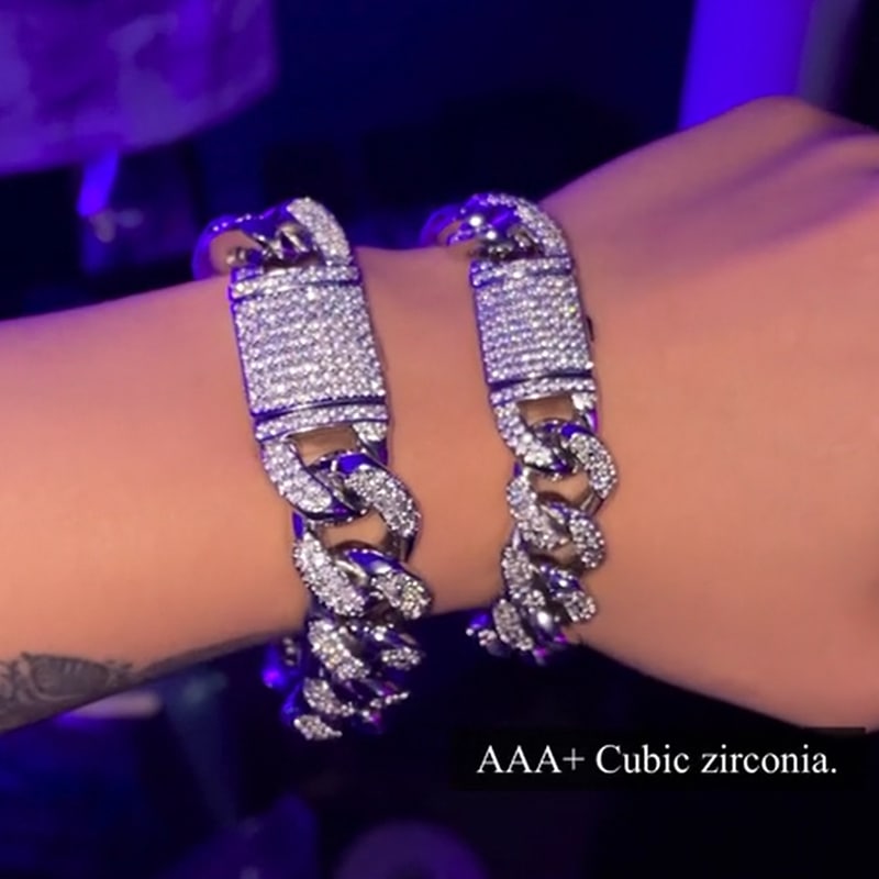 [BLACKLABEL] BP アイスボールド クバン チェーンブレスレット [15mm] カスタムジュエリー 韓国ファッションスタイル