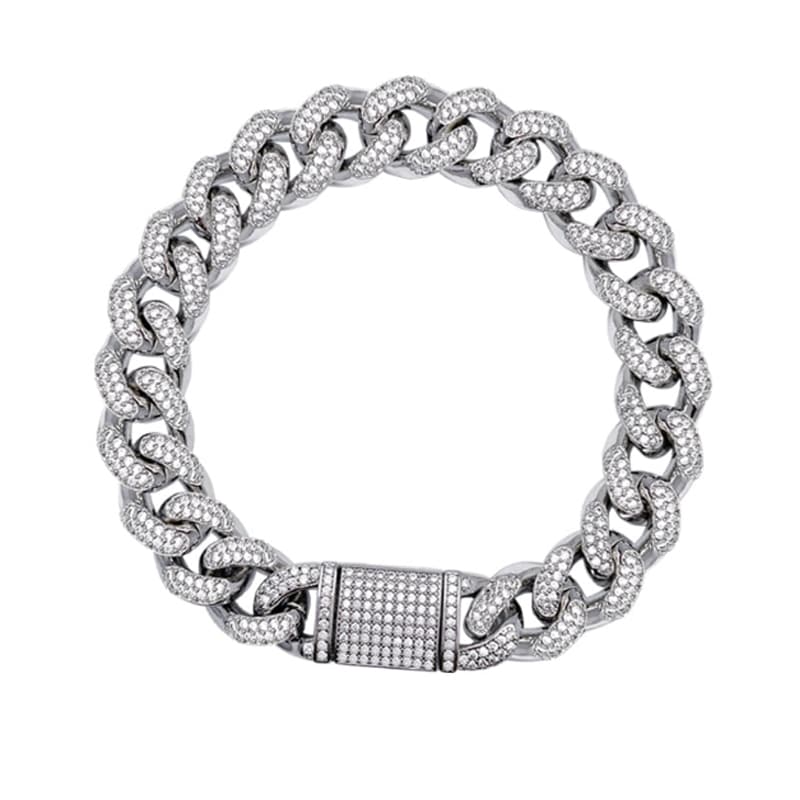 [BLACKLABEL] BP アイスボールド クバン チェーンブレスレット [15mm] カスタムジュエリー 韓国ファッションスタイル