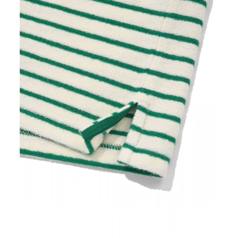 COVERNAT テリーストライプオープンカラー T シャツグリーン COVERNAT テリーストライプオープンカラー T シャツグリーン