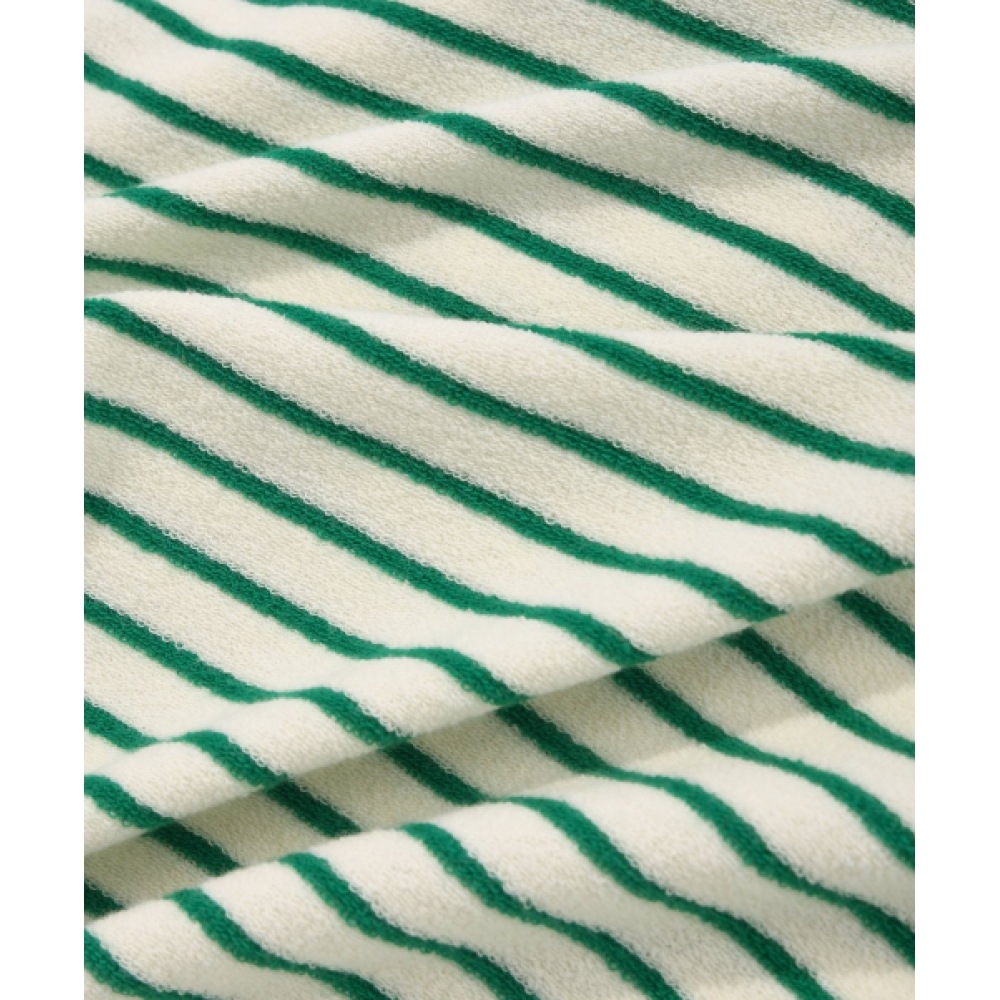 COVERNAT テリーストライプオープンカラー T シャツグリーン COVERNAT テリーストライプオープンカラー T シャツグリーン