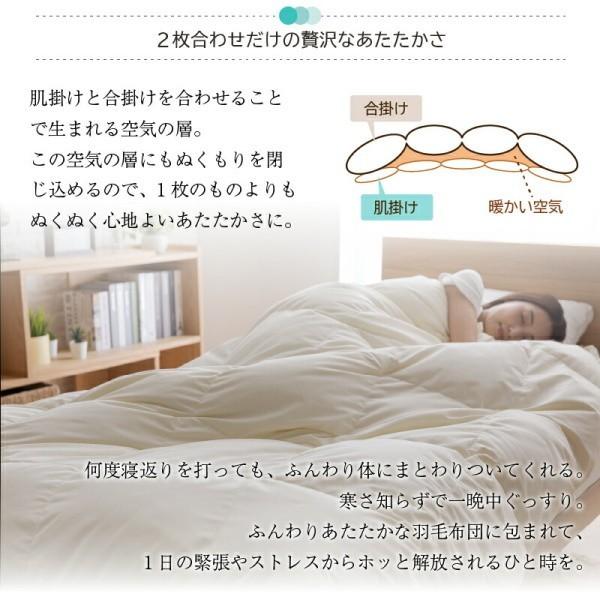 2枚合わせ 羽毛 掛け布団 640fp クイーン 肌掛け 合掛け ホック留め 国内サロン洗浄羽毛 掛布団 日本製 抗菌 防臭 防ダニ 来客用 布団 掛け布団単品