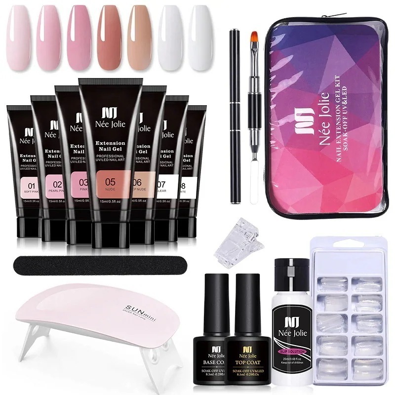 【まとめ買い価格 10セット1配送】初心者 ネイルチップセット ジェルネイルキット長さだしジェルカラーセット ギフト ポリジェルセット ネイルチップセット マニキュアツールと様々なネイル用 サロン級セ