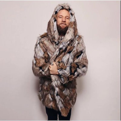 Qoo10] フェイクファー フード付き 毛皮コート : メンズファッション