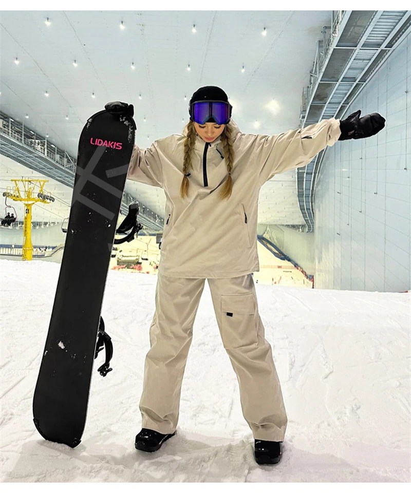 2024冬用スキーウェアスキースーツスノーボードウェア女性用スーツ防水上下セットスキーウェアユニセックス暖かくして