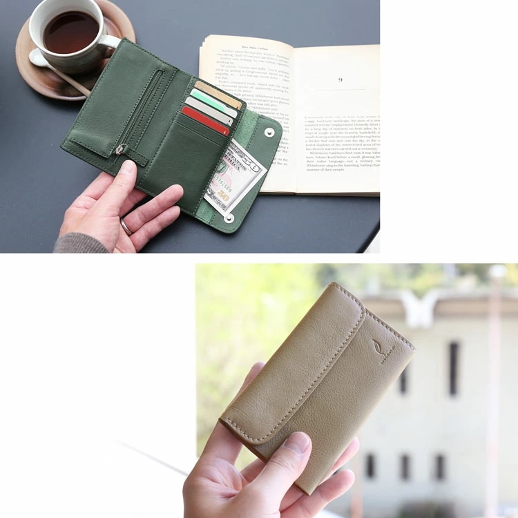 [mieno]牛革レザー薄型二つ折りミニ財布 ネコポス対応