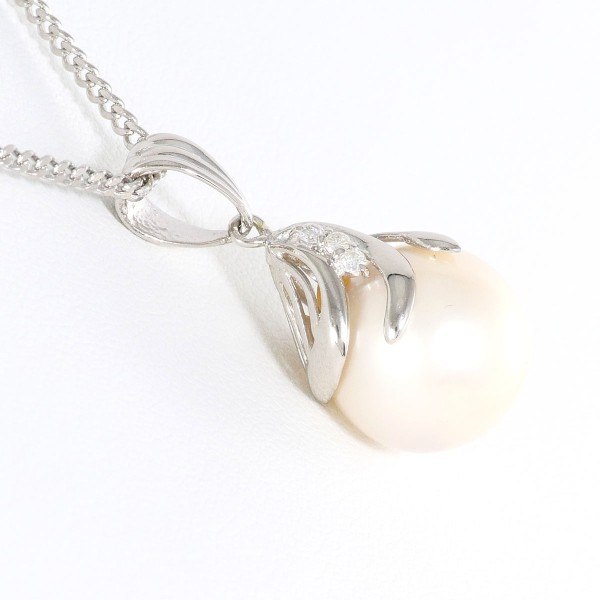 PT900 プラチナ PT850 ネックレス パール(真珠) ダイヤ 0.05 ジュエリー 中古 PT900 プラチナ PT850 ネックレス パール(真珠) ダイヤ 0.05 ジュエリー 中古