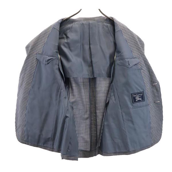 バーバリーズ 90s オールド ウールシルクブレンド チェック柄 テーラードジャケット グレー系 Burberrys メンズ