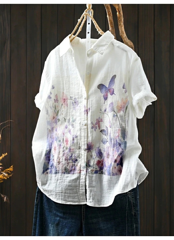【20点セット】シャツ レディース 半袖 シャツブラウス プリント 蝶々 花柄 トップス 半袖 前ボタン 綿混 スタンドカラー ゆったり 大きいサイズ ゆったり 体型カバー エスニック風 シンプル カ 【20点セット】シャツ レディース 半袖 シャツブラウス プリント 蝶々 花柄 トップス 半袖 前ボタン 綿混 スタンドカラー ゆったり 大きいサイズ ゆったり 体型カバー エスニック風 シンプル カ