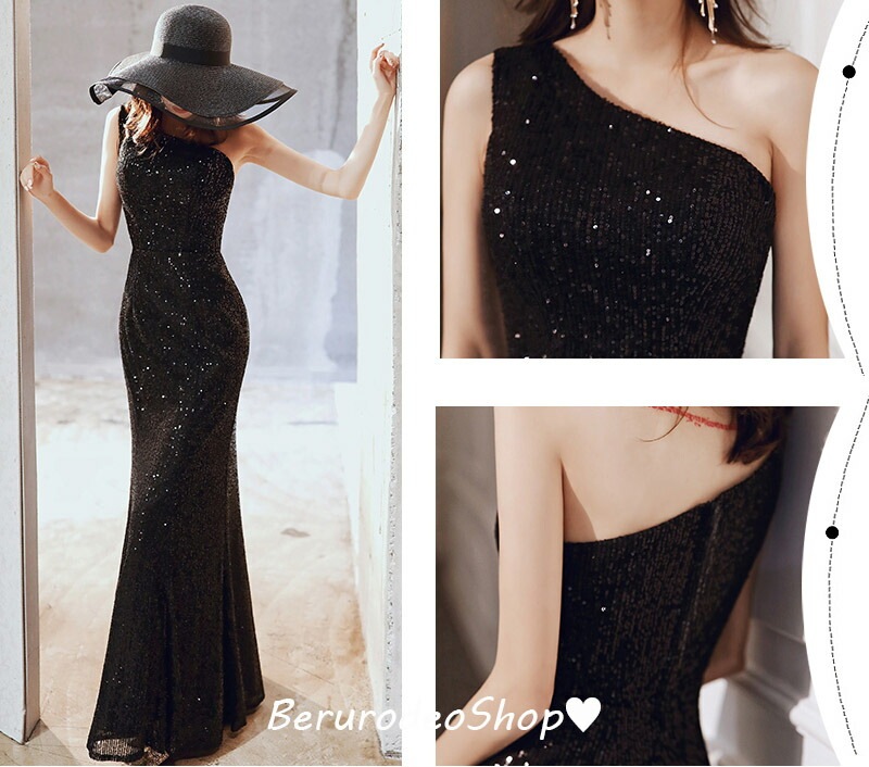 マーメイドドレス イブニングドレス 黒 ワンショルダー キラキラドレス スパンコール ロングドレス 発表会ドレス ブラック パーティードレス オシャレ キレイめ ドレス マーメイドライン S M L マーメイドドレス イブニングドレス 黒 ワンショルダー キラキラドレス スパンコール ロングドレス 発表会ドレス ブラック パーティードレス オシャレ キレイめ ドレス マーメイドライン S M L