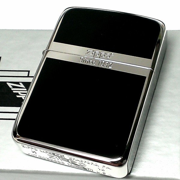 ZIPPO ライター ジッポ 1941 復刻 レプリカ シルバー＆ブラック 黒銀 スタンダード 両面