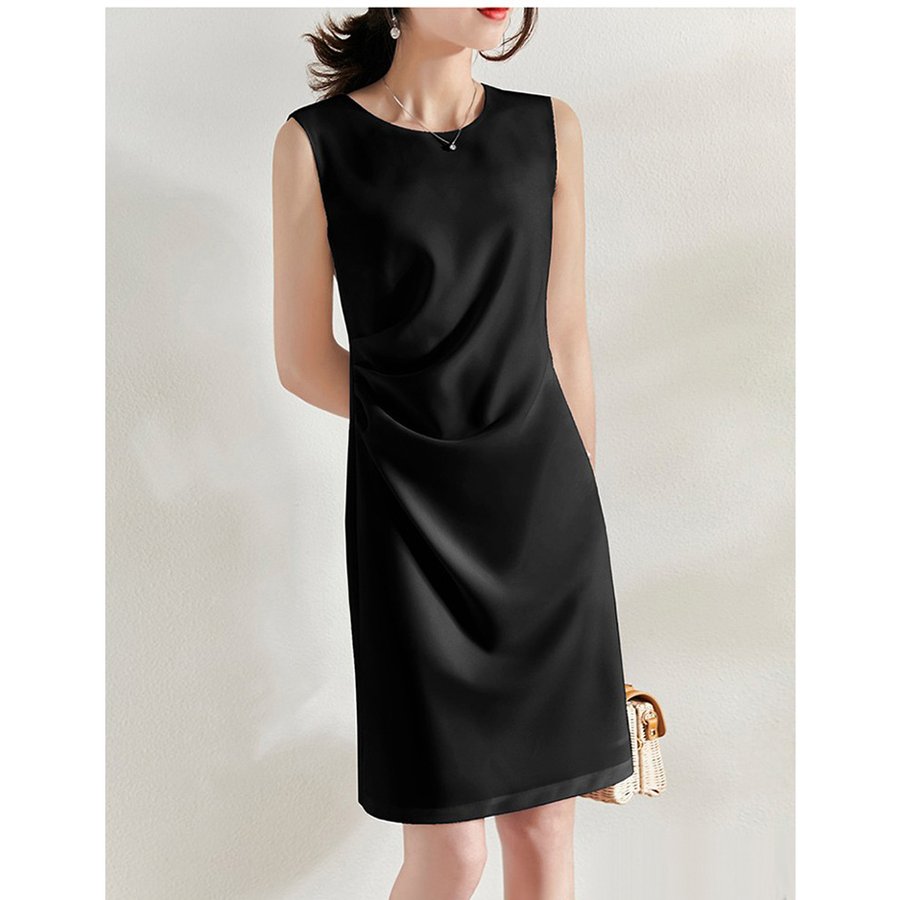 【1つ買うと10個無料】ワンピース レディース 40代 キレイめ 膝丈ワンピース ノースリープワンピース 黒 白 通勤 【1つ買うと10個無料】ワンピース レディース 40代 キレイめ 膝丈ワンピース ノースリープワンピース 黒 白 通勤