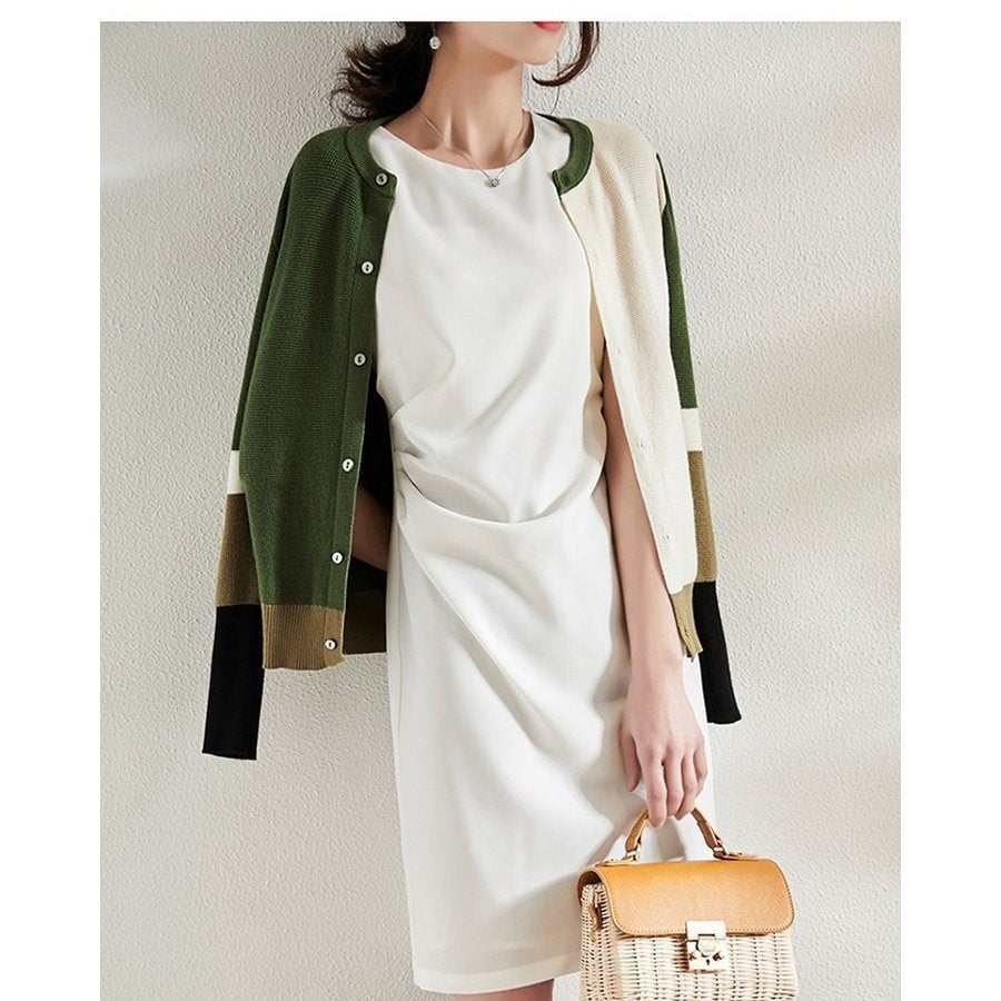 【1つ買うと10個無料】ワンピース レディース 40代 キレイめ 膝丈ワンピース ノースリープワンピース 黒 白 通勤 【1つ買うと10個無料】ワンピース レディース 40代 キレイめ 膝丈ワンピース ノースリープワンピース 黒 白 通勤