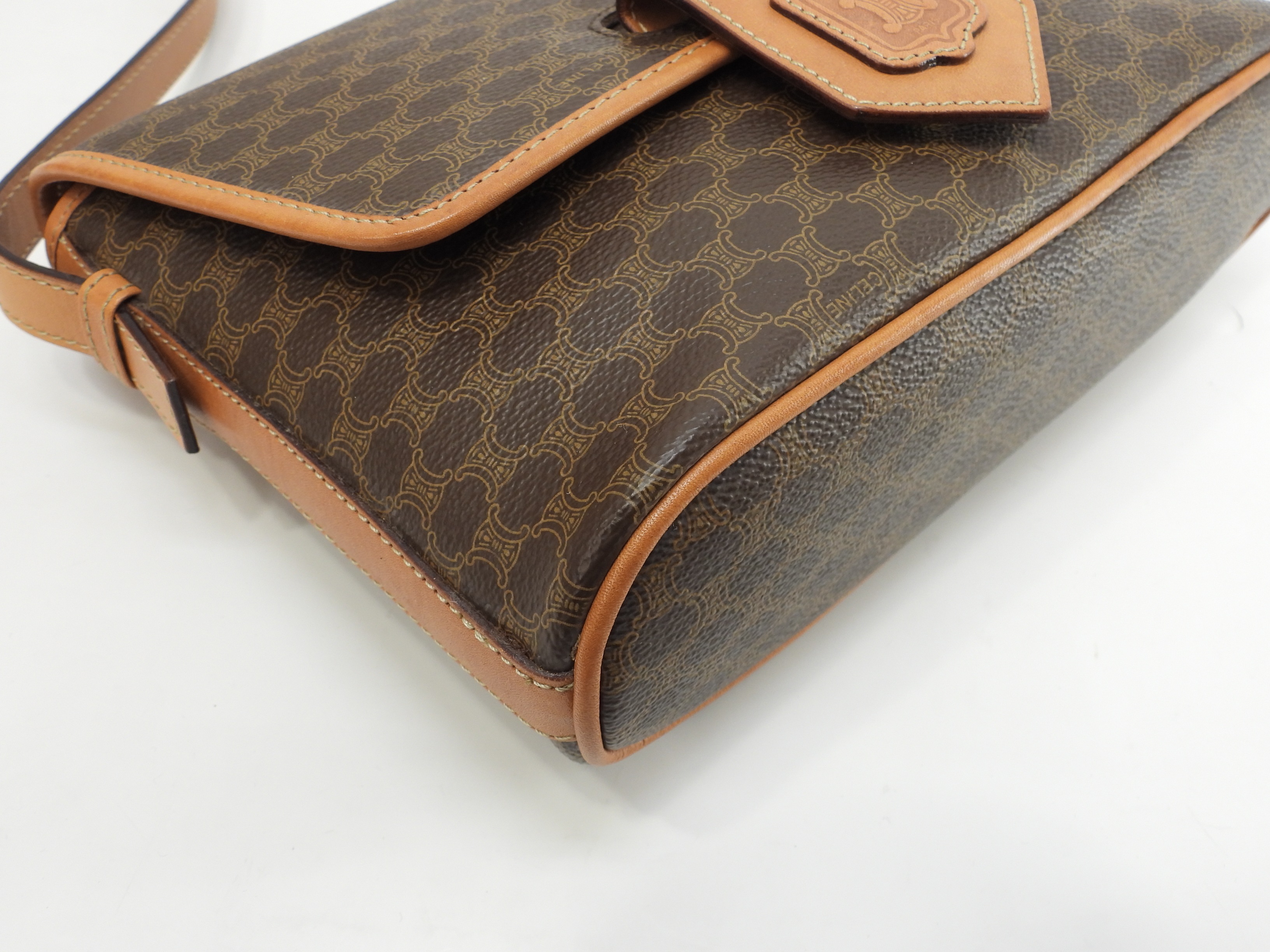 ポシェット トリオンフ マカダム茶 クロスボディバッグ ロゴエンブレム蓋@F/10