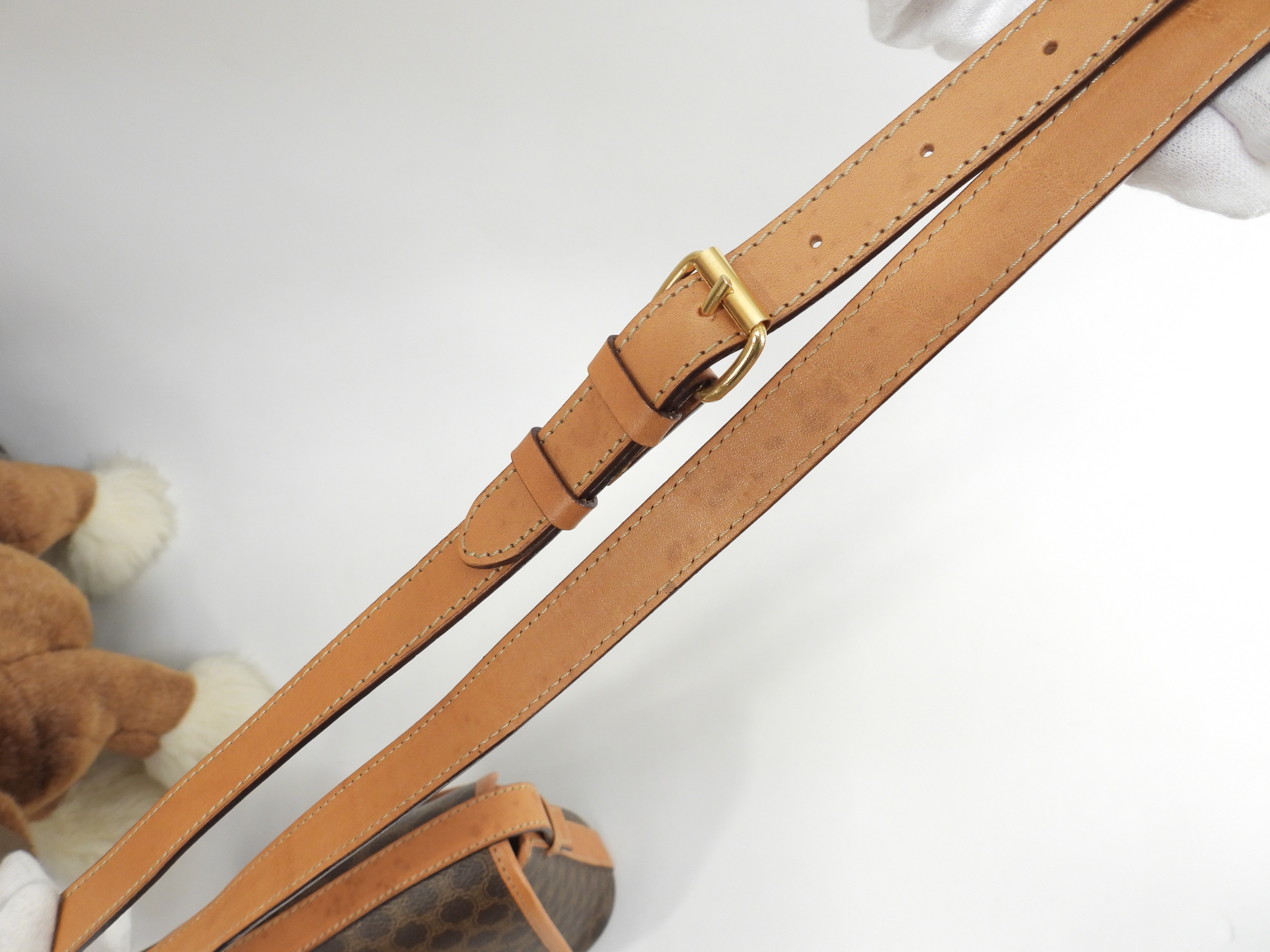 ポシェット トリオンフ マカダム茶 クロスボディバッグ ロゴエンブレム蓋@F/10