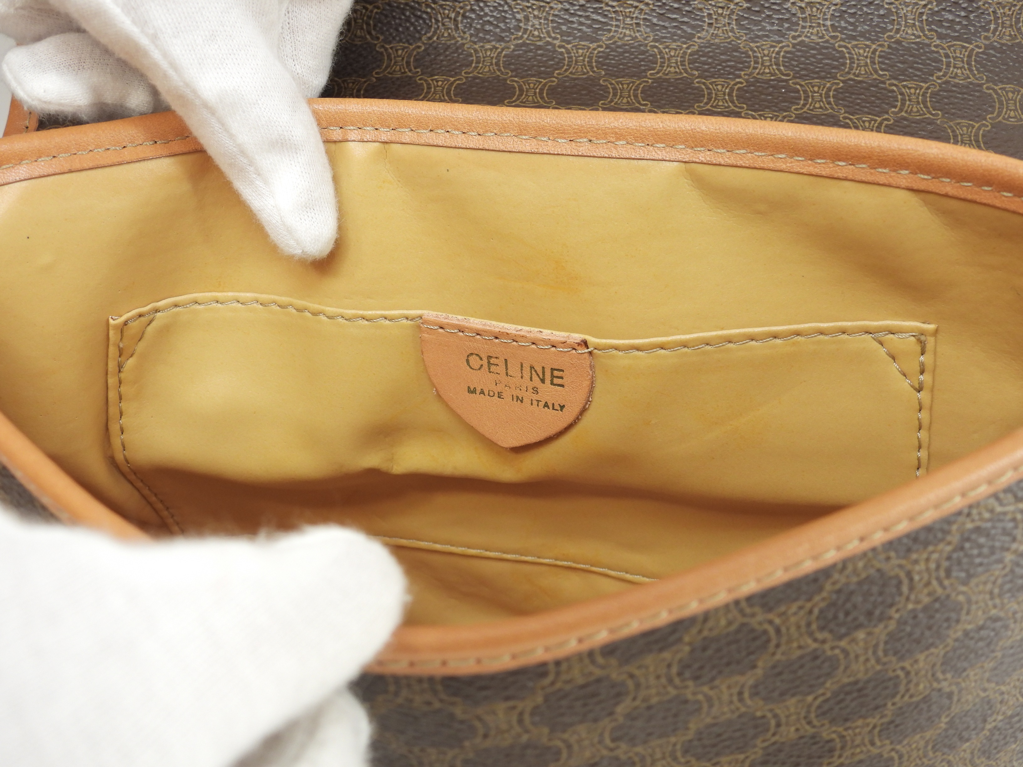 ポシェット トリオンフ マカダム茶 クロスボディバッグ ロゴエンブレム蓋@F/10