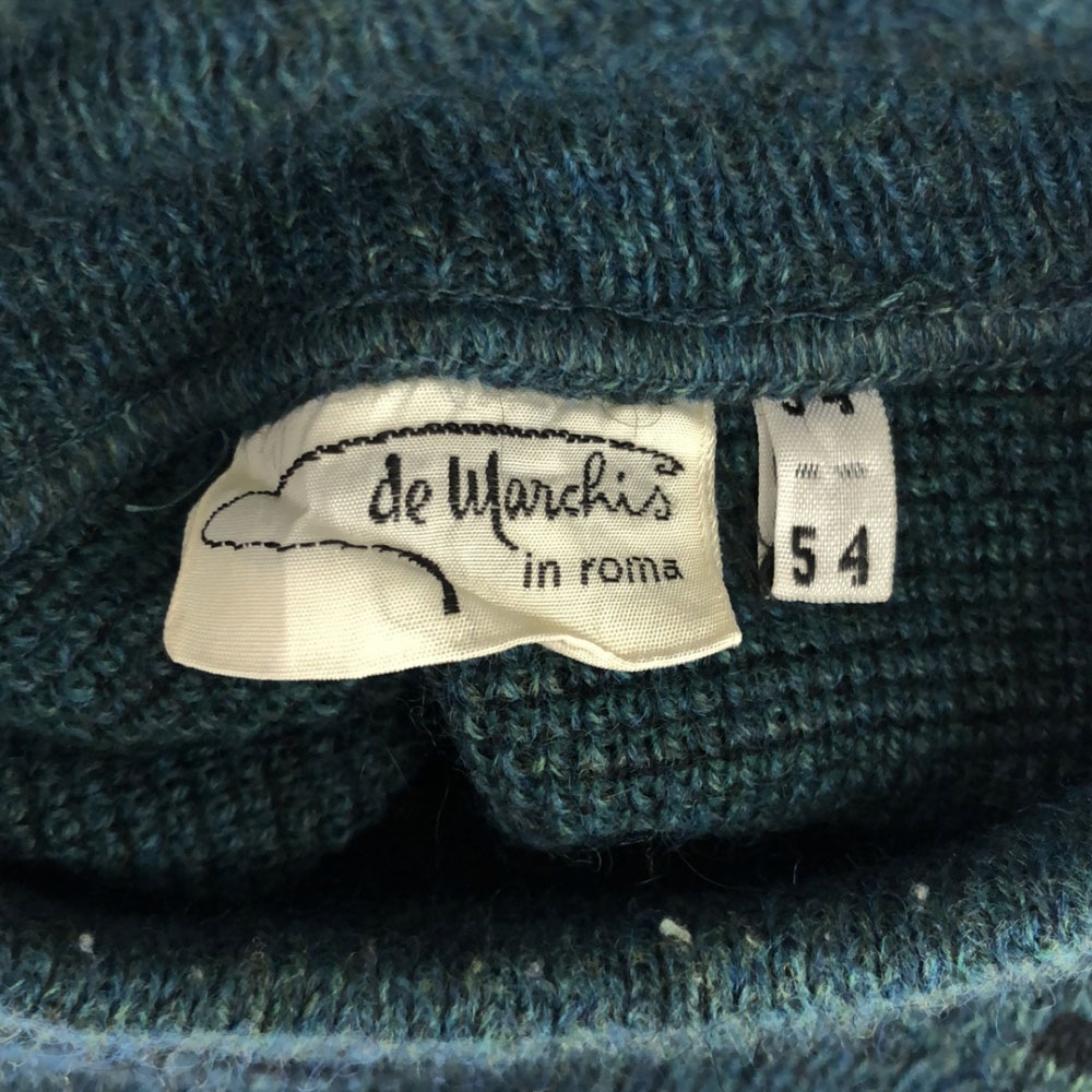 未使用 レア物【Euro Vintage】イタリア製 90s 刺繍 レトロニット 90s イタリア製 CiAO ラグ柄 編み柄 Vネック アクリル×ウール