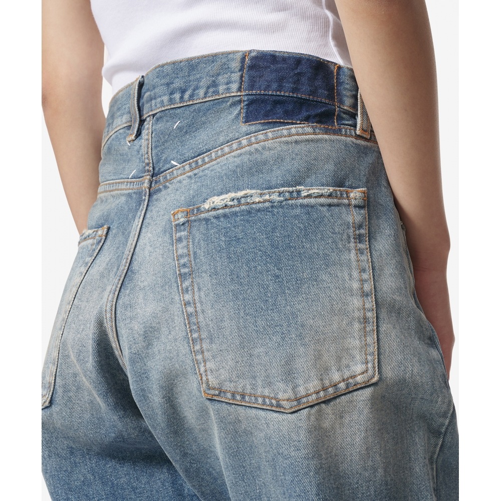 MAISON MARGIELA レディース 5ポケットディストレストパンツ-ライトクラシックウォッシュ/S29LA0094S30561984