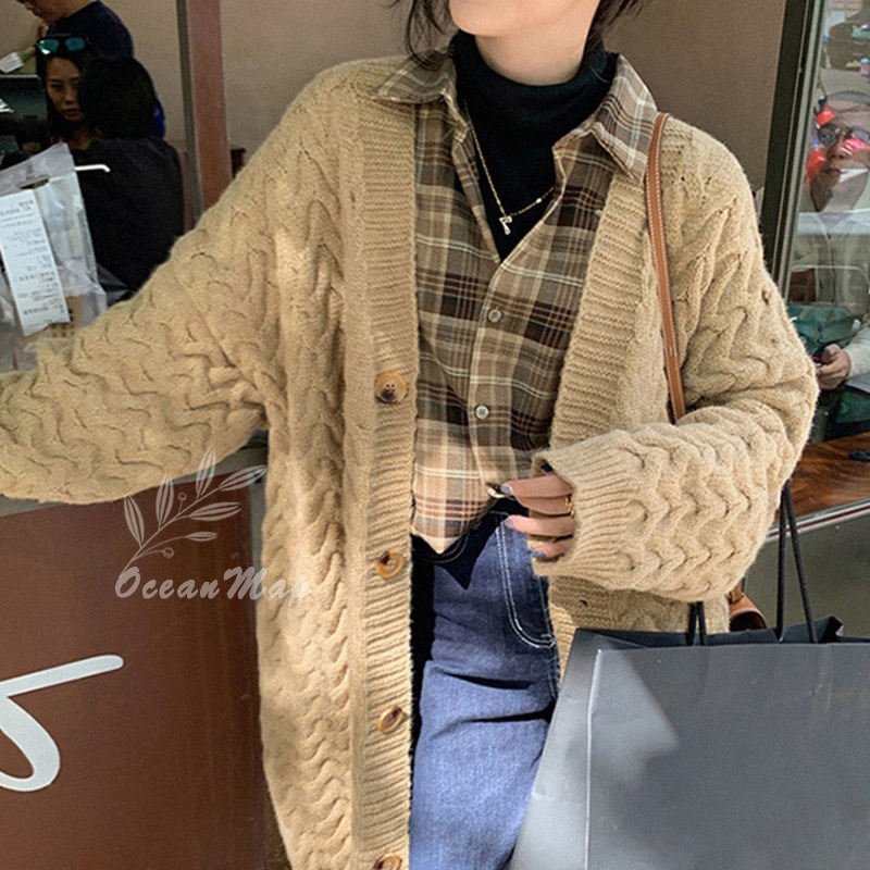 カーディガン レディース ロング 厚手 秋冬 ニット ロングニット セーター 長袖 大きいサイズ オーバーサイズ トップス ライトアウター 羽織り ボタン 無地 きれいめ シンプル オフィス 通勤 通