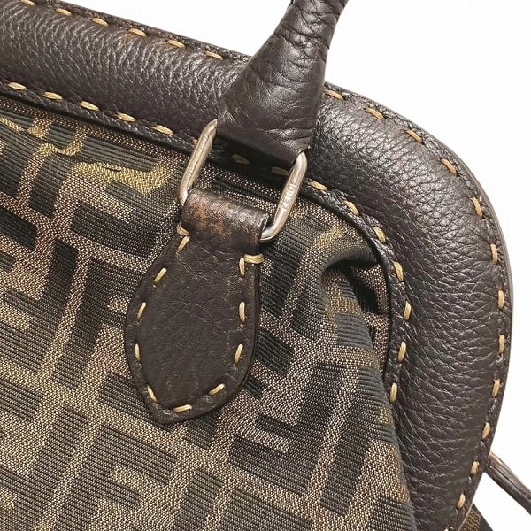 フェンディ FENDI ズッカ 8BN123 ブラウン バッグ ハンドバッグ レディース 【中古】