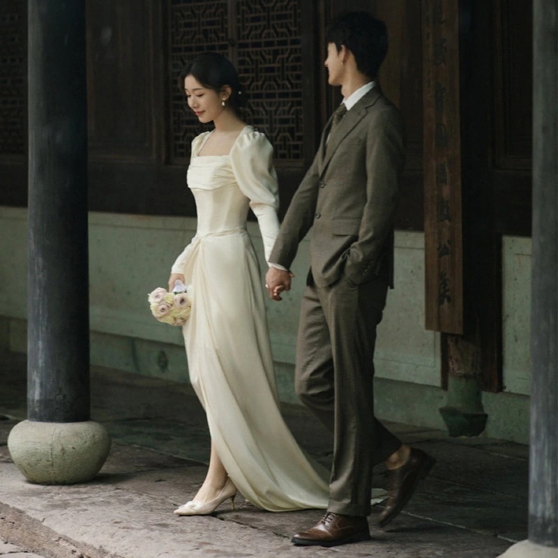 気質 パーティードレス24大人気 新作 感 気質 ワンピース 花嫁ロングドレス 結婚式ワンピース 結婚式 ドレス ウェディングドレス 白 ロングドレス 韓国ファッション77_3