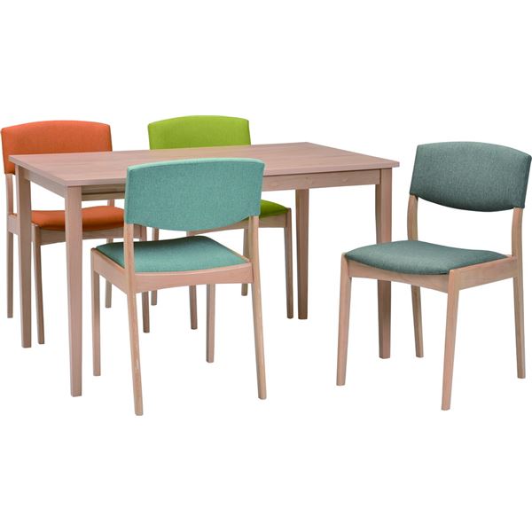 ダイニングチェア ファブリック 木製 2脚組 ナチュラル/ブルー [完成品] 50004046