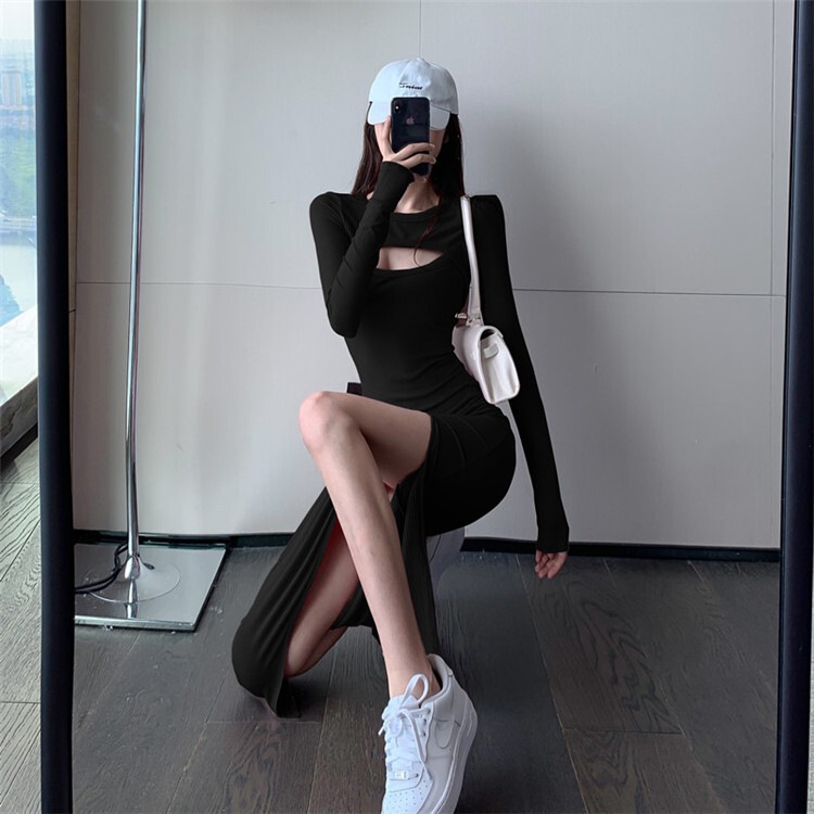 ワンピース デート かわいい 大人可愛い きれいめ シンプル カジュアル 大人 上品 おしゃれ 長袖 ロング丈 スリット ラウンドネック 無地 セクシー タイト 無地 春夏 ピンク ブラック 韓国モテ ワンピース デート かわいい 大人可愛い きれいめ シンプル カジュアル 大人 上品 おしゃれ 長袖 ロング丈 スリット ラウンドネック 無地 セクシー タイト 無地 春夏 ピンク ブラック 韓国モテ